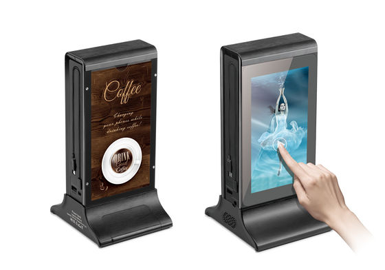 10 pollici nero Advanced L-Shaped Desktop HD LCD Screen Advertising Player con Menu Power Bank