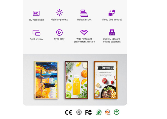 18.5/21/32/42 Inch Photo Frame Digital Signage Display pubblicitario per display NFT