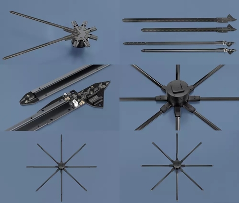Due/quattro pale del ventilatore un'esposizione olografica da 360 gradi, proiezione olografica 3d