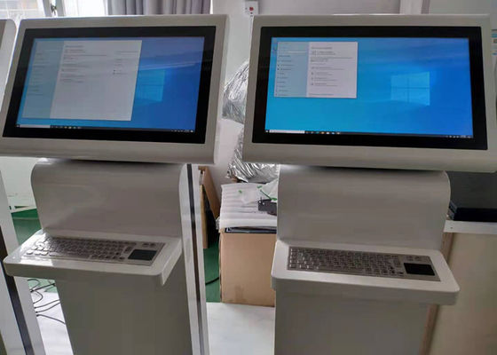 Configurazione a 21,5 pollici di risoluzione 1920*1080 di colore del chiosco infrarosso bianco del touch screen in pc con la tastiera del metallo